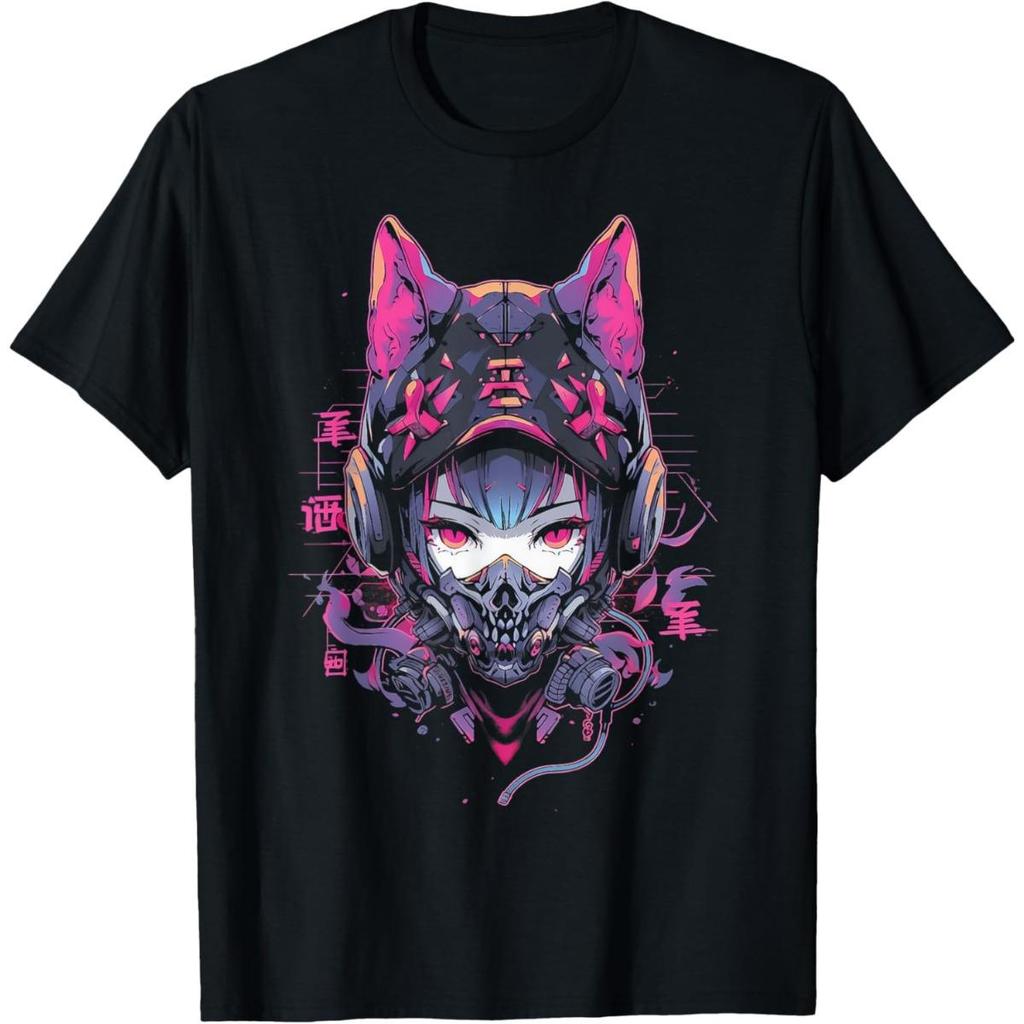 Punk Harajuku Fashion Funny Meme Cat Girl Fashion Graphic Print T-shirt Men Women Oversized Short Sleeve Streetwear Hip Hop Fashion O-neck Cotton Top