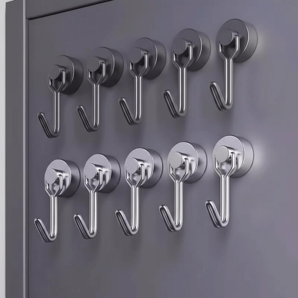 2pcs No Drill Magnetic Hook Heavy Duty Black/White Fridge Magnet Hook 360° Rotating Kitchen Organizer Hangers Bathroom
