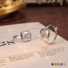 Round Crystal Adjustable Ring, 925 Sterling Silver Dainty Band, Elegant Luxury Jewelry Gift for Her Daily Wear