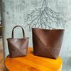 High-Quality Top Layer Cowhide Geometric Folding Tote Bag with Large Capacity