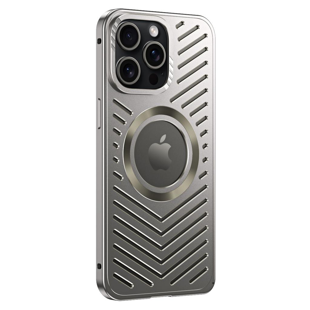 For iPhone 15 Pro Max Case Heat Dissipation Hollow Aluminium Alloy Phone Cover