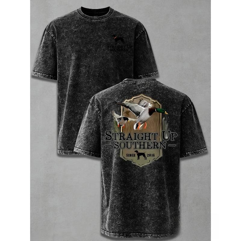 Men'S T-Shirt Washed, Vintage Casual Pattern Printed Loose And Comfortable Bottomed Shirt, Suitable for Daily Leisure, a Must for Gifts