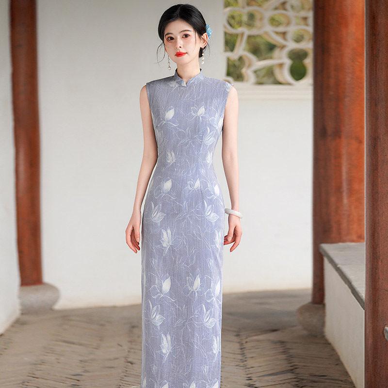 Sleeveless National Style New Chinese Suzhou Long Cheongsam Improved Young 1011 New Women's High Sense Daily Summer