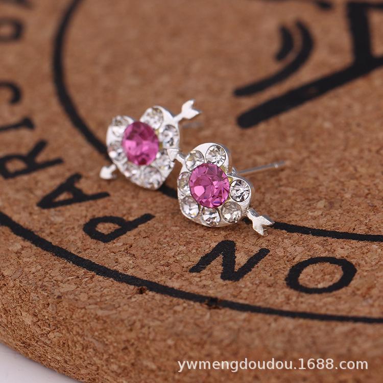 Flower Zircon Earrings, Pearl Studs, Ladies' Heart-shaped Geometric Set with Zirconia Gemstone Accessories Earrings