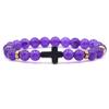 Braccialetto con ciondolo in pietra naturale con croce nera lava opaca perline bracciali fatti a mano uomo donna preghiera fitness catena coppia gioielli regalo