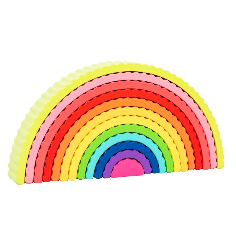 Rainbow Wooden Stacking Blocks: Educational Toys for Early Childhood
