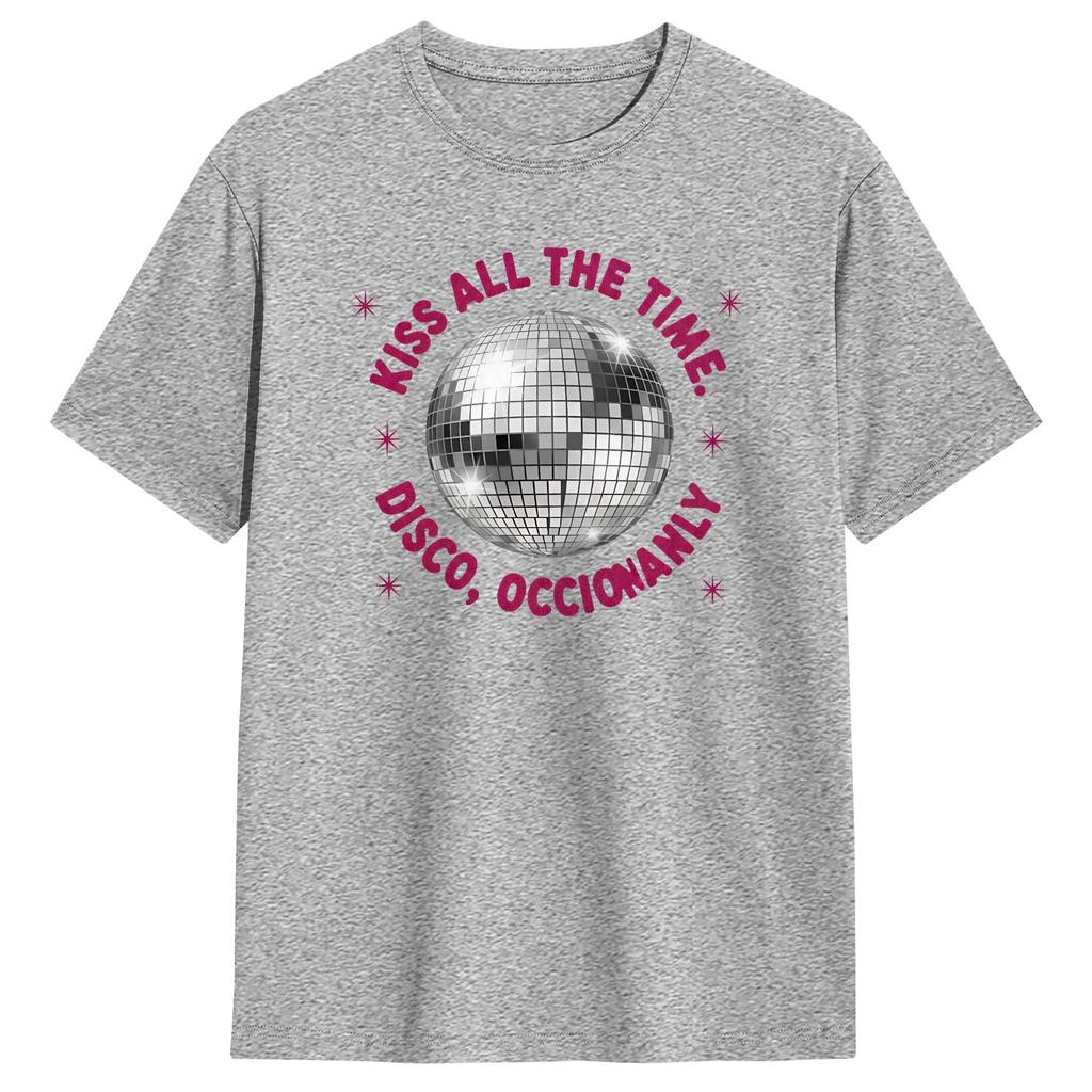 Unisex TShirt Harrys Styles Kiss All The Time Disco Occasionally Leisure Cotton Tees Short Sleeve T Shirts Round Collar Clothing