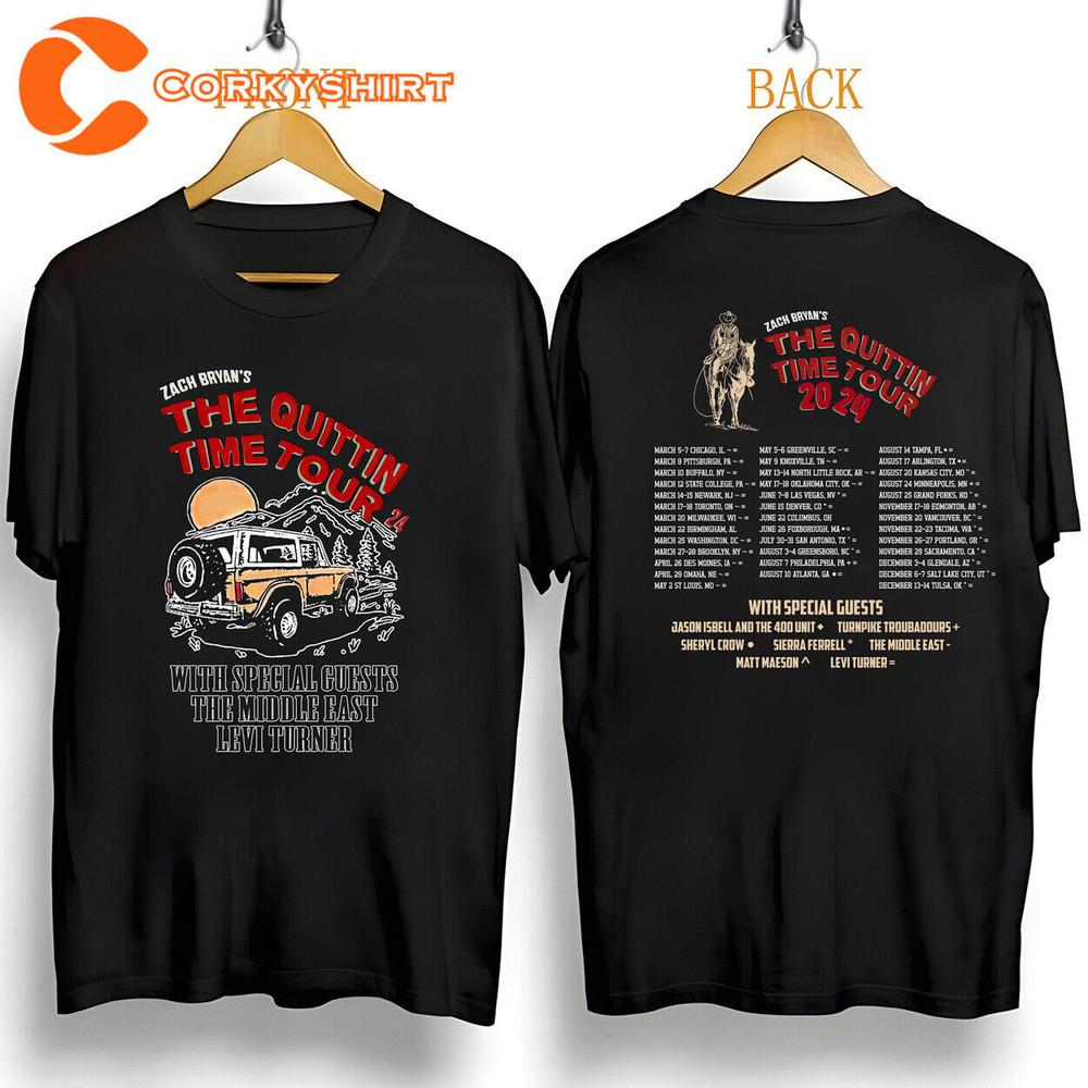 Zach Bryan Shirt 2024 The Quittin Time Tour Unisex Shirt