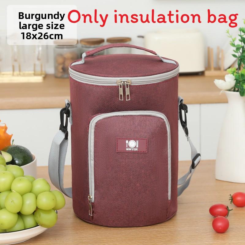 Insulated Student Lunch Bag With Solid Color And Compact Handle For Multiscenario Use