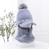 2025 winter wool hat women's cute hairball pullover knitted hat velvet thermal ear protection cycling Lei Feng hat