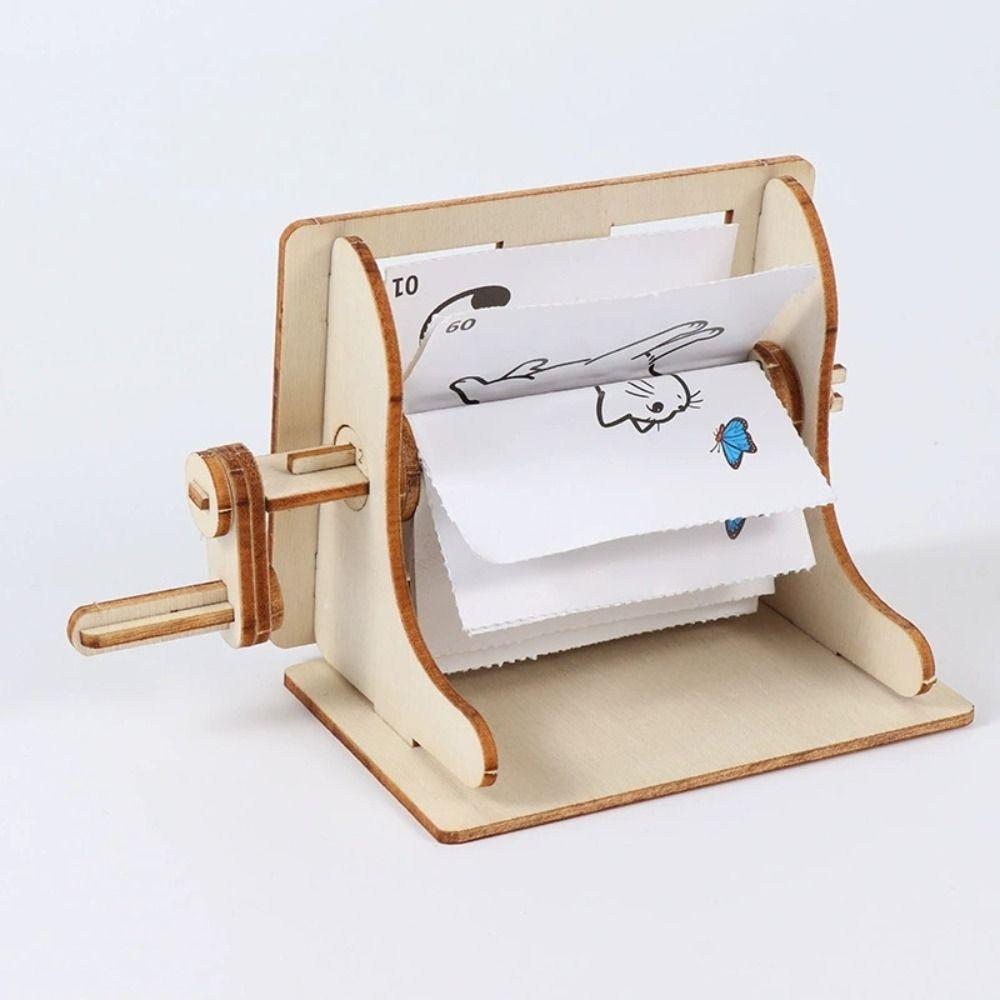 Assembly Science Experiment Toy Wooden Science Handmade Craft Hand Cranked Animation Birthday Gift