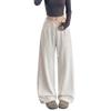 Womens High Waist Polka Dot Loose Casual Drawstring Wide Leg Pants