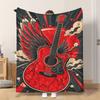 Fflannel Blanket 1pc Painted Guitar with Wings Soft Comfortable and Warm This Nap Blanket/sofa Blanket Is Suitable for All Seasons