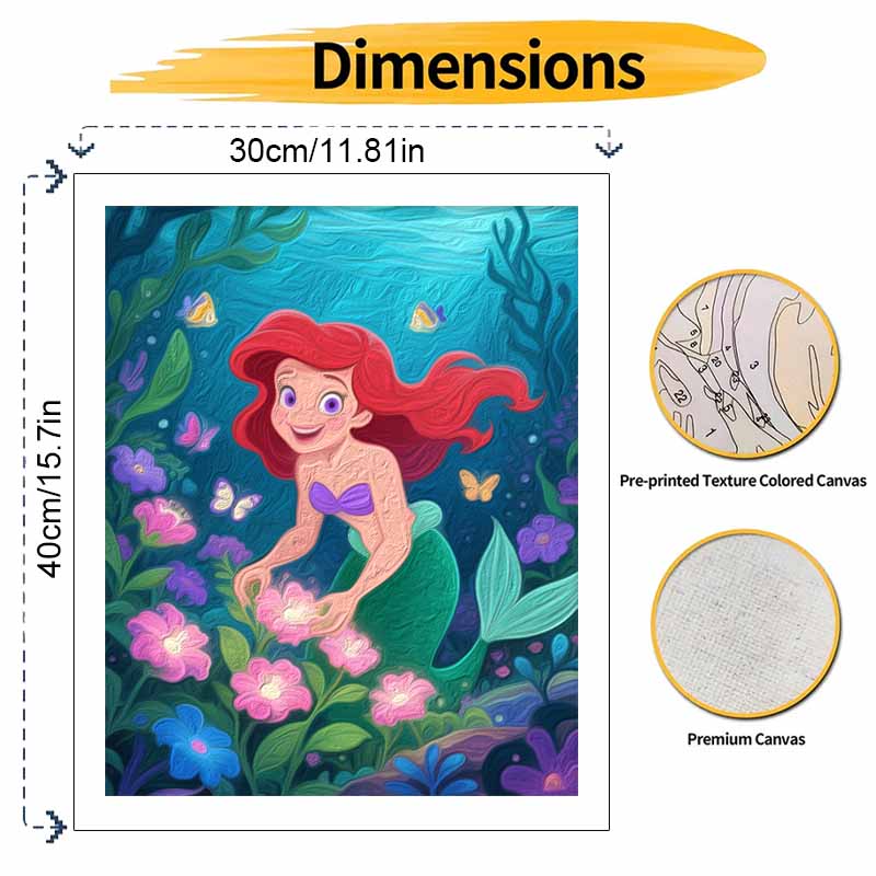 Disney The Little Mermaid Digital Oil Painting Art Kit Handmade Coloring Painting Home Decor