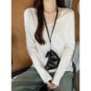 White shirt women's spring simple collar solid color bottoming shirt basic top loose casual long sleeve inner