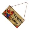 Holzschild Hängeschild Rustikal Willkommen im Paradies Wandplakette Gravierte Dekoration für Zuhause Café