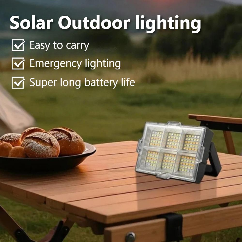Super Bright Solar Work Light LED Portable Flood Lights with Stand 4Modes Waterproof Rechargeable Outdoor Lamp for Job Site Camping