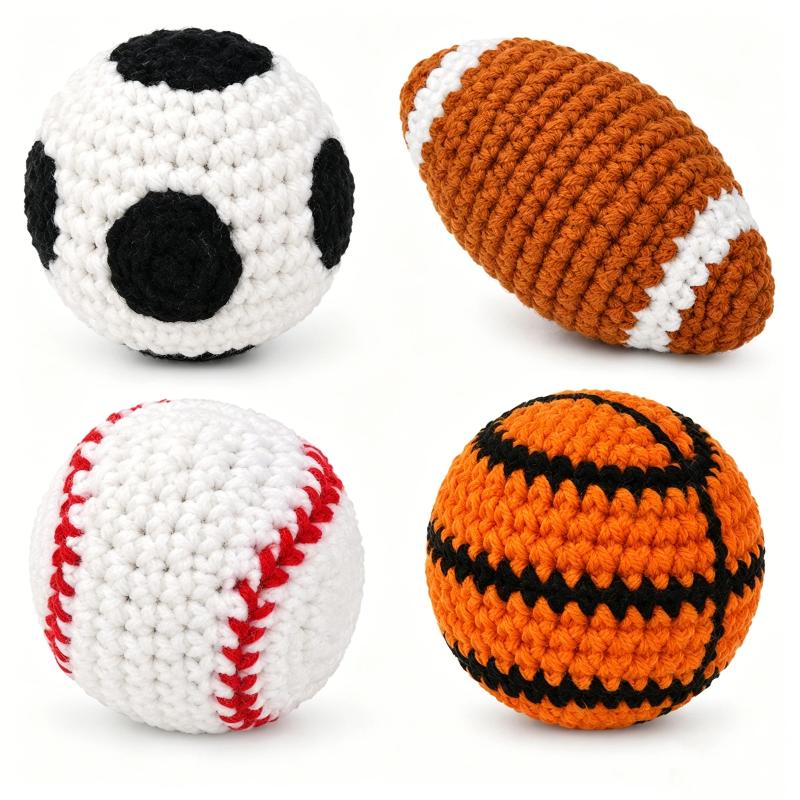 Handmade Crochet Mini Sports Ball Eco-Friendly Material Soft Baby Play Toy for Home Decor Infant Photo Props Gift