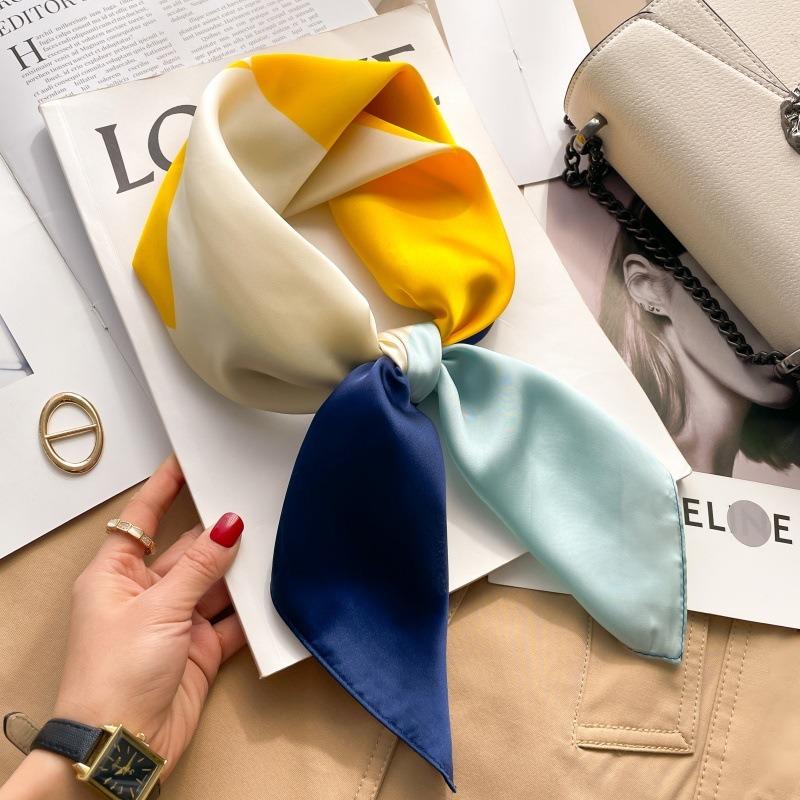 Zhang Ruonan silk scarf women's spring and summer new fashion retro accessories scarf neck high-end small square scarf