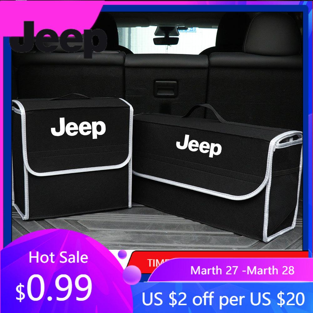Für Jeep Auto Faltbare Aufbewahrungsbox Große Kapazität Filz Organizer Tasche Zubehör Für JEEP Renegade Patriot Weangler Cherokee Com