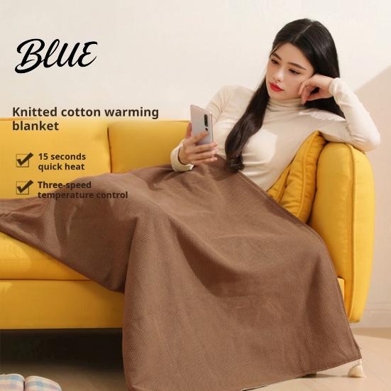 Warmer Strickponcho Elektrisch beheizter Schal mit Verschluss Tragbar mit Reißverschluss USB Decke Aufheizung Vorne