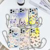 Electroplated Laser Butterfly for IPhone16e Mobile Phone Case for Apple 15promax with Pearl Bracelet 14
