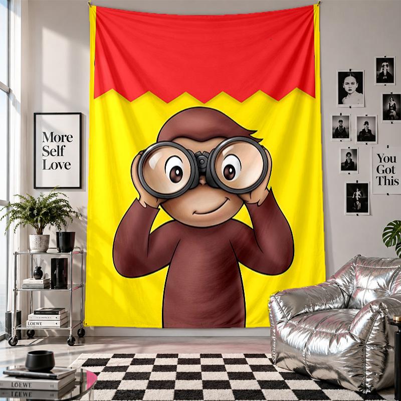 Wall TapestryCurious George Art Hanging Cloth Decorative Background Cover for Room Decoration