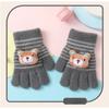 1Pairs Cute Cartoon Rabbit Bear Winter Warm Kids Gloves Kindergarten Boys Girls Five Finger Knitted Gloves for 3 To 6 Years