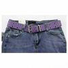 Trendy Double-Breasted Canvas & Rivet Belt - Casual Hollowed-Out Denim Belt with Leather Accents