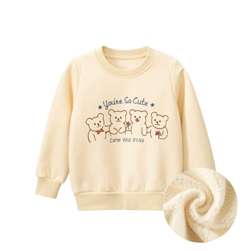 27Home Korean Brand Children s Clothing Girls  Fleece Sweatshirt 2026 Autumn and Winter Bear Cartoon Baby Clothes H 2030m Apricot 140