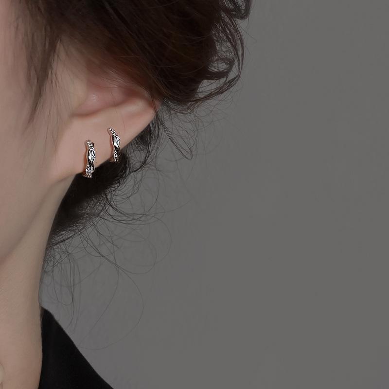 925 Silver Hoop Earrings Temperament Simple Round Zircon for Women Wedding Jewelry Accessories
