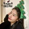 Fancy 2025 Ins Christmas Tree Hat Fabric Rain Silk with Star Girls Xmas Headwear Rain Silk Xmas Hat Photo Props
