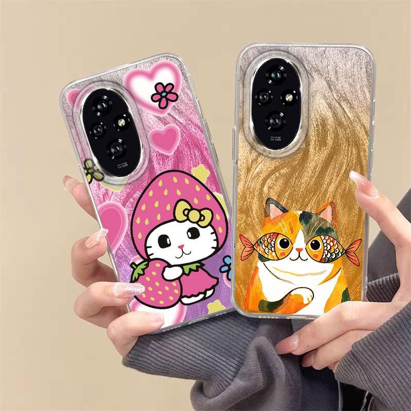 Case For Honor 400 Lite X9c X9a X8a 200 Pro 200 Lite 5G Phone Cover Cartoon Cat Panda Pattern Popular Fashion Protective Bumper