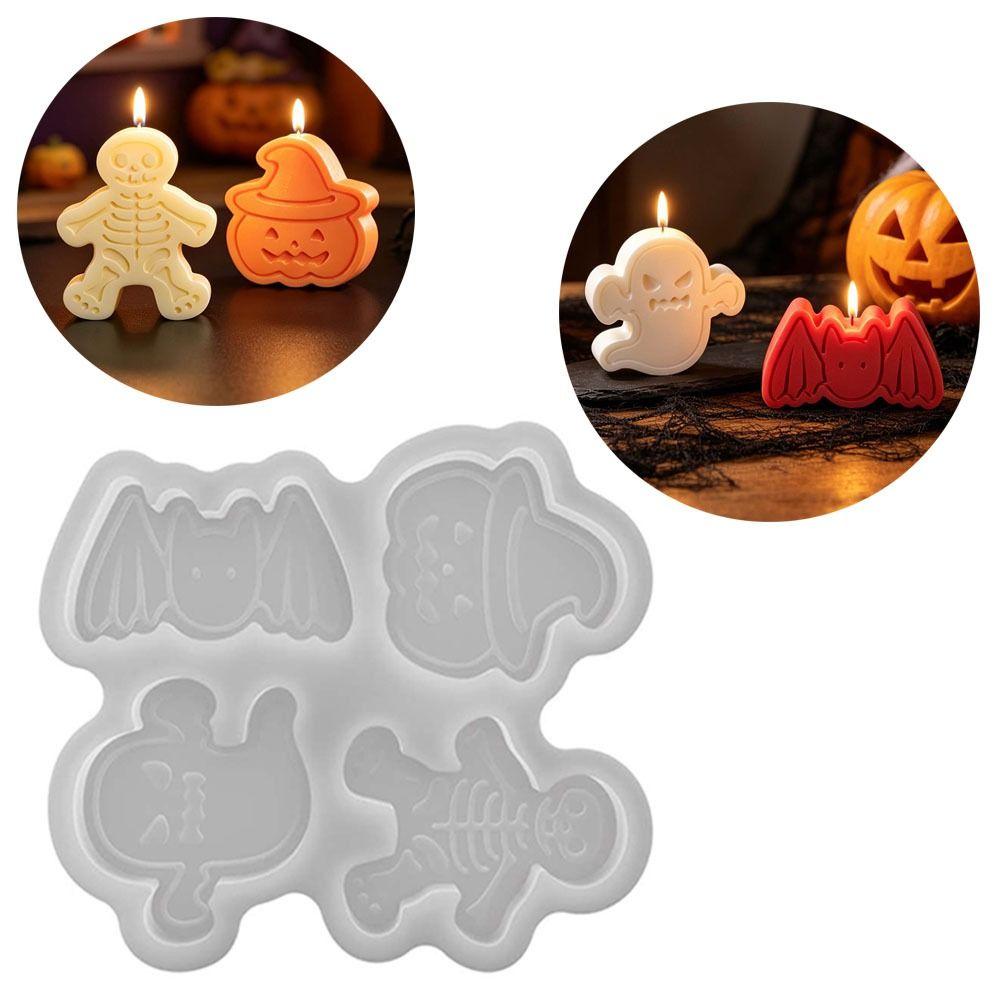 Ghost/Skull/Bat/Pumpkin Shaped Halloween Candle Mold Halloween Silicone Mold Making Supplies