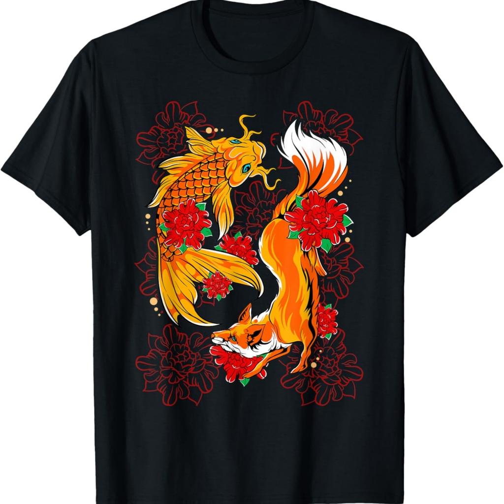 Koi Carp Nishikigoi Fish Fox Cherry Blossom T-Shirt
