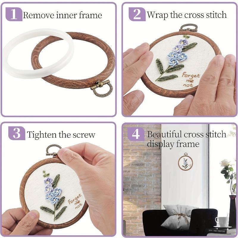 5/10/15pcs Round Embroidery Hoop Set with Faux Wood Design for DIY Embroidery Cross-Stitching Hanging Decorations Display Items