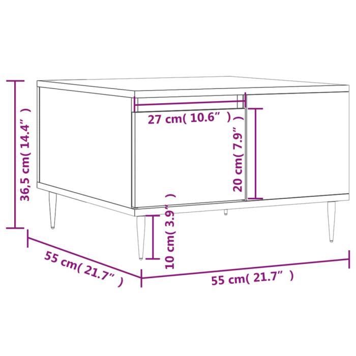 VidaXL Table basse chêne marron 55x55x36,5 cm bois d'ingénierie 830755