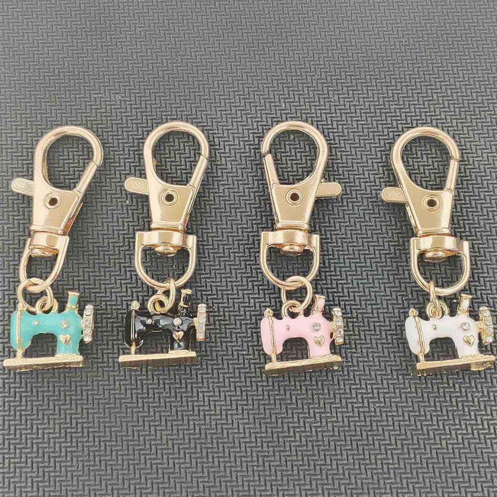 4Pcs Shiny Rhinestone Sewing Machine Keychain Vintage Alloy Jewelry Accessory Rustproof Gift For Birthday Christmas