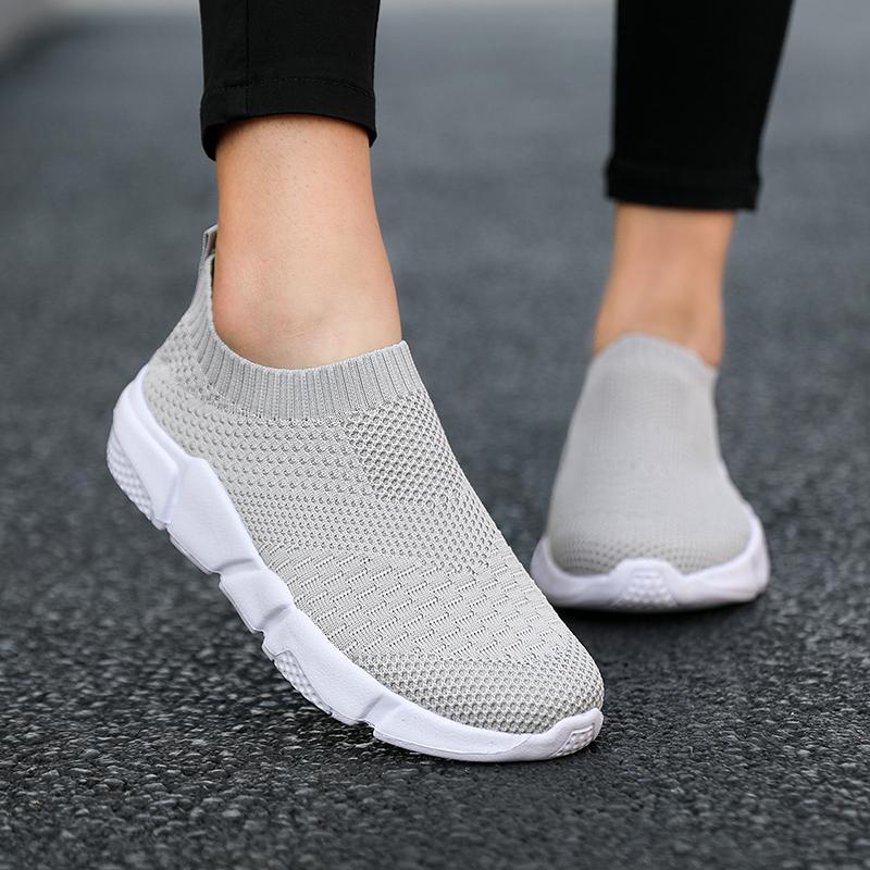 

Sneakers Women Shoes Knitting Sock Sneakers Women Slip On Flat Laides Walking Shoes Woman Loafers Flats Tenis Famela Plus Size for daily use 36