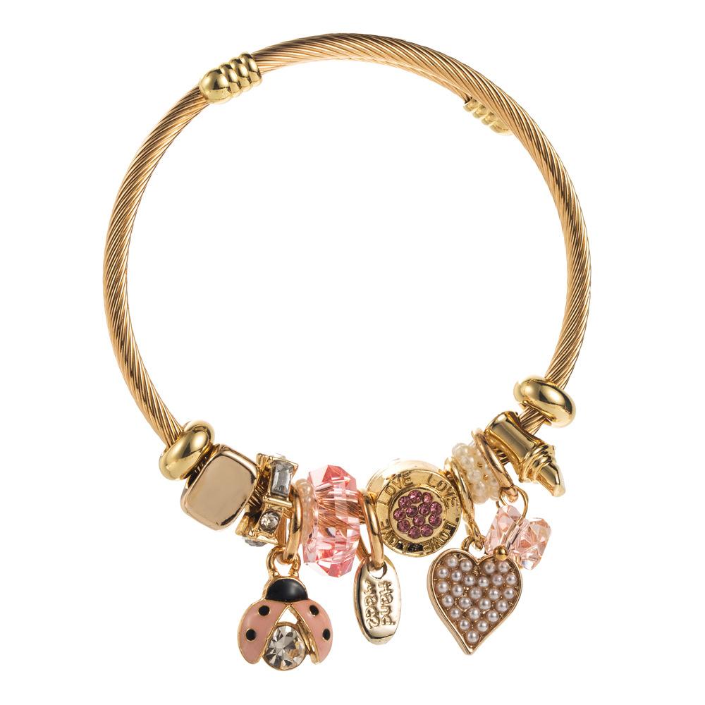 JYL TS Bracelet Fashion  Elephant Heart Pendant Adjustable For Friends Fosters Wisdom Pink кадмий оранжевый