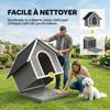 PawHut Outdoor Hundehütte Hundehütte Vollständig zu öffnender Körper für einfache Reinigung 84x101x86 cm Grau und Weiß