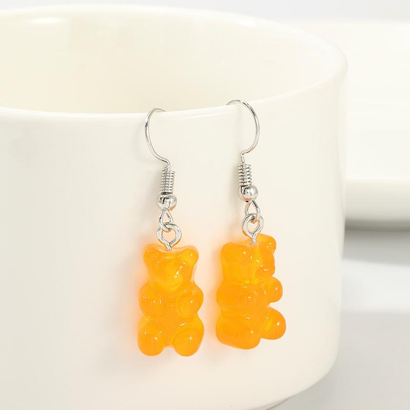 Colorful Jelly Resin Bear Earrings - European & American Fashion