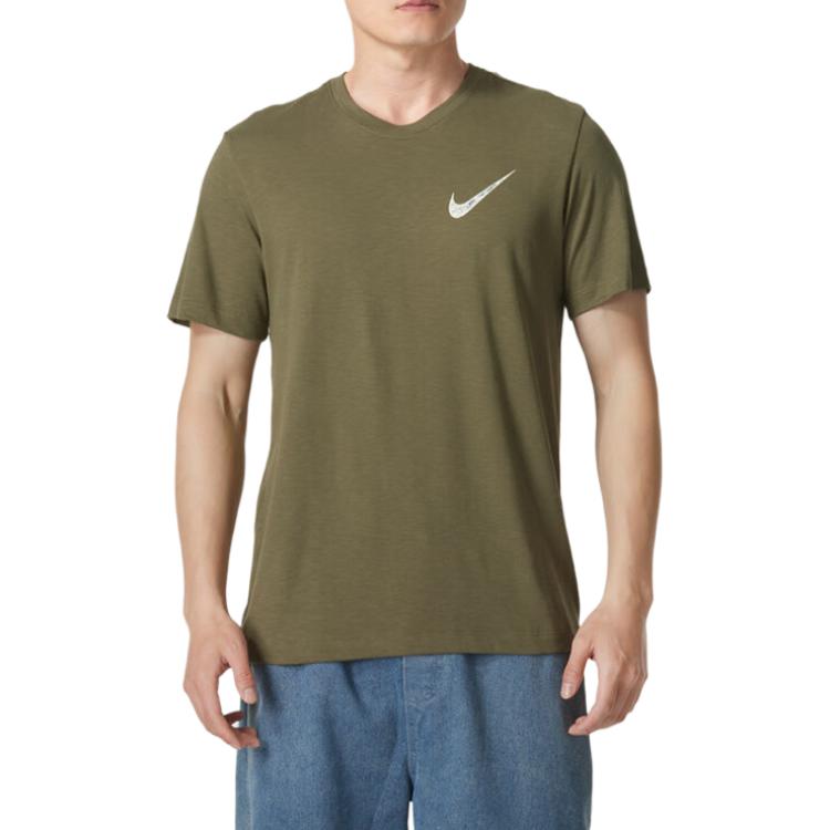 Nike T Shirts Men's Green Crew Neck Moderate FQ3867-222
