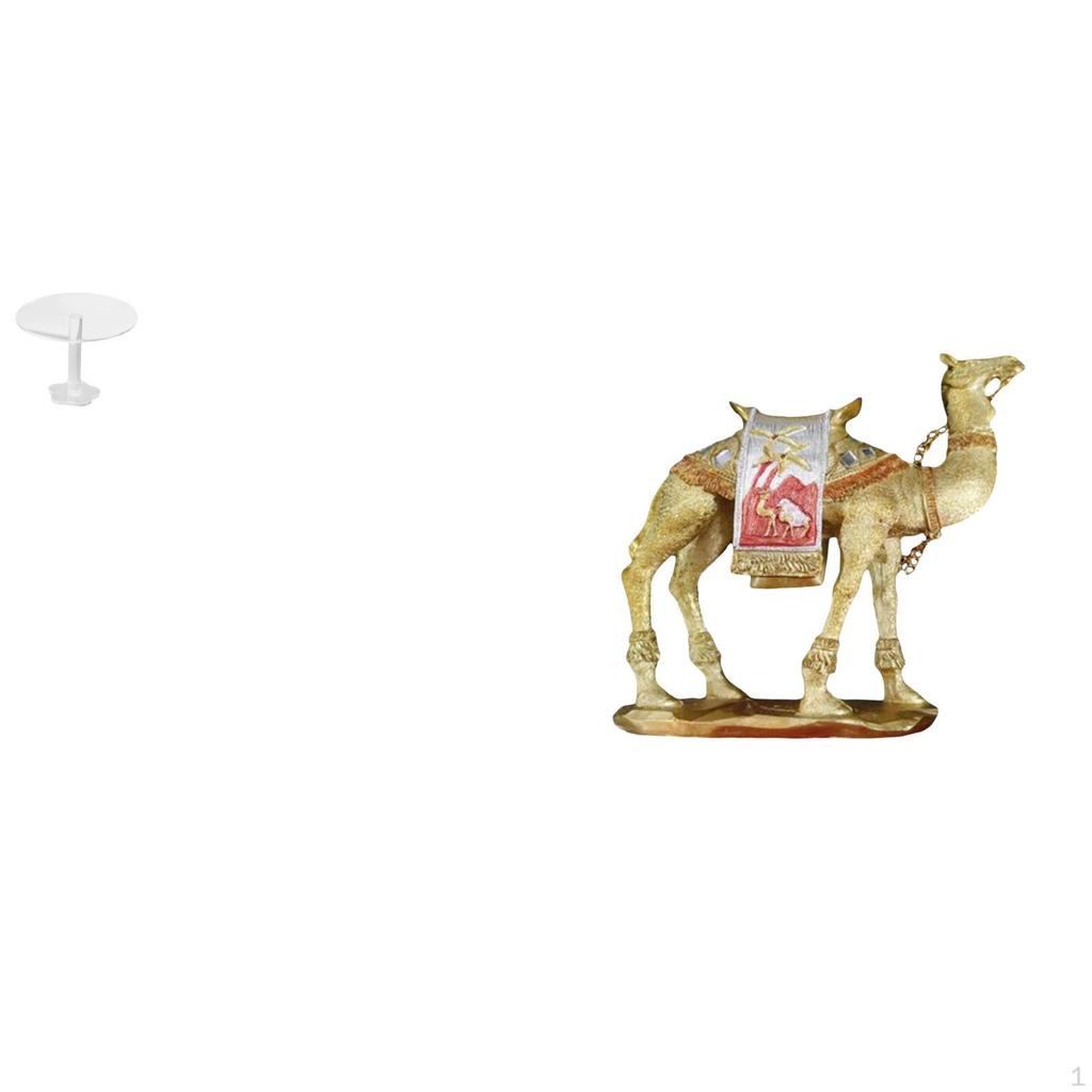 Miniature Dollhouse Round Table And Camel Figurine Resin Animal Statue for Pretend Life Garden Play