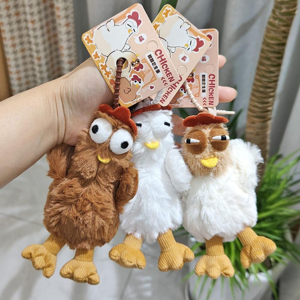 New Cute 12Cm Plush Keychain High Quality Squeaky Layer Chicken Plush Chicken Pendant Bag Charm Kids