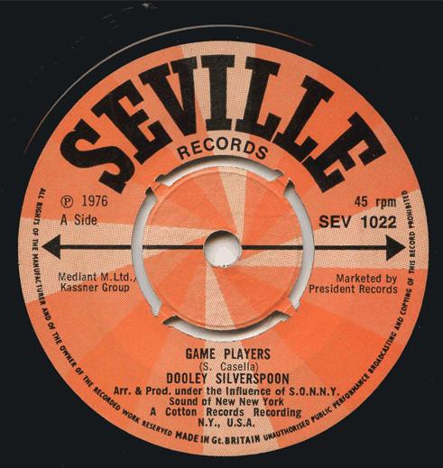 7inch Record DOOLEY SILVERSPOON - Game Players SEV1022 Seville Records 1976 UK Soul/Funk Used