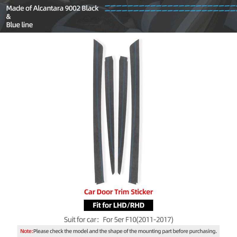 For BMW F10 Series 5 Made of Alcantara Car Interior Door Panel Trim Strip Performance Frame Sticker 4pcs Auto Tuning Accessories