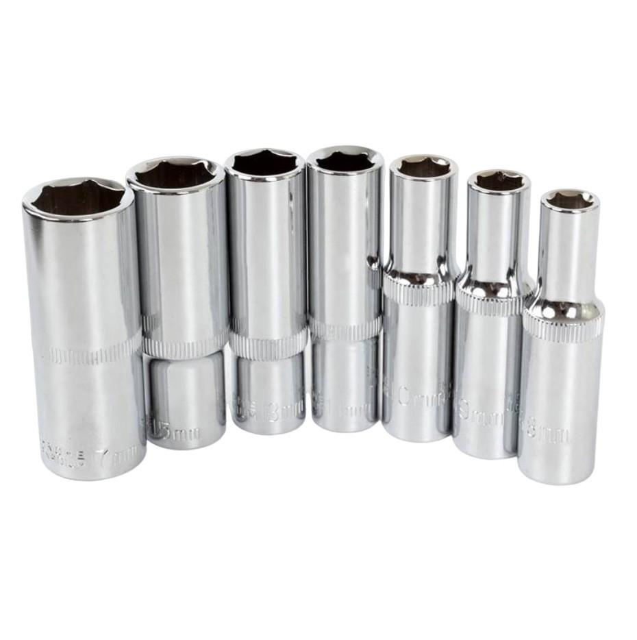 Silver Deep Socket Socket Wrenches Wrench Heads 3/8inch 8-24mm