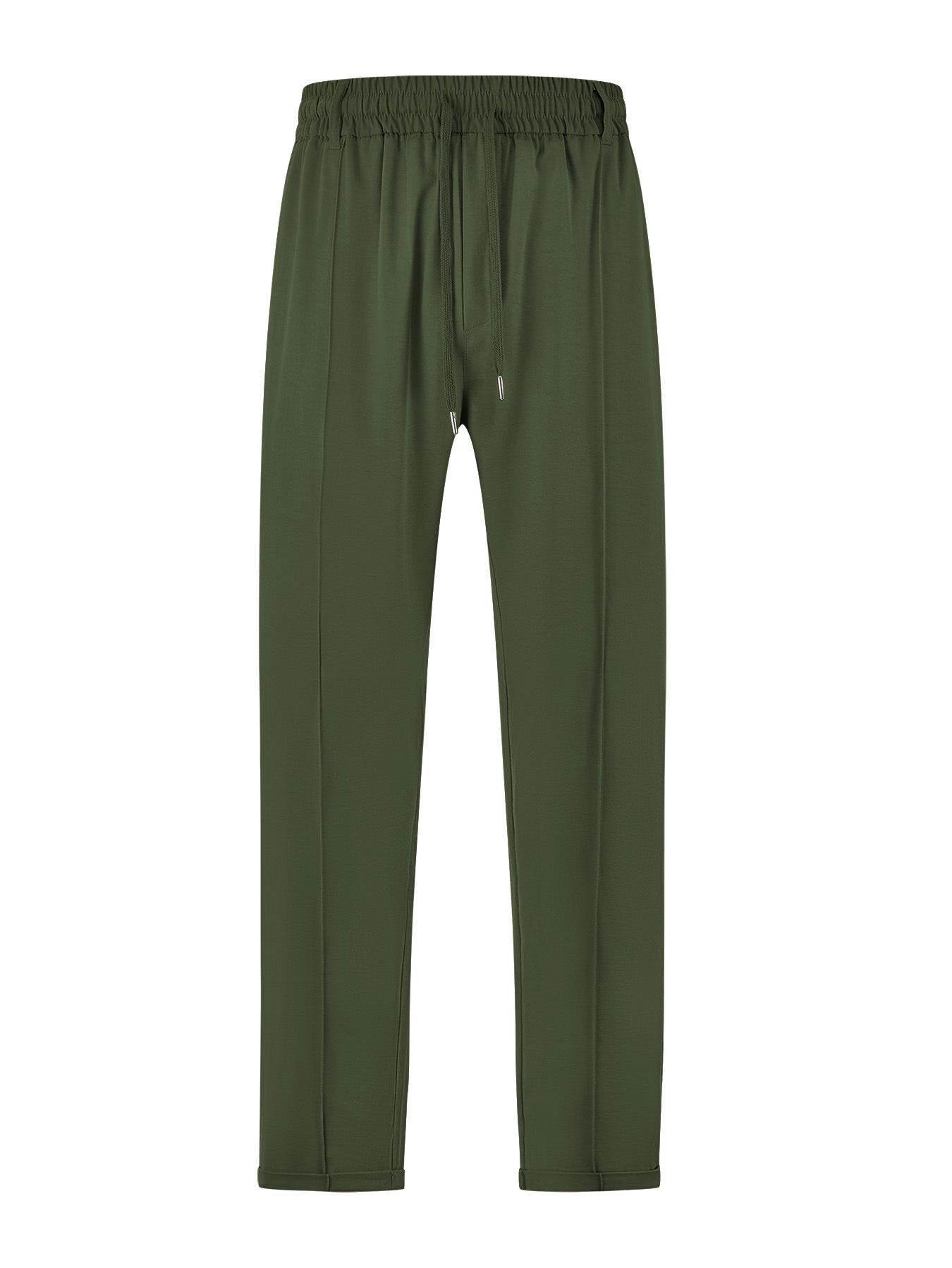 

European and American Men s Clothing Summer Loose Breathable High Waist Tether Imitation Cotton Twill Shuttle Woven Men s Trousers Casual Pants XXXL армія зелений колір