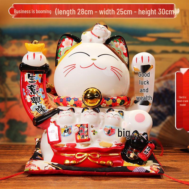 Automatic Waving Fortune Cat Figurine - New Style Housewarming Gift for Front Desk or Shop